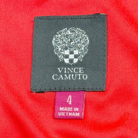 Vince Camuto Women's 3/4 Sleeve Zip Back Lined Geometric Print Red Dress Size 4 - Picture 7 of 11